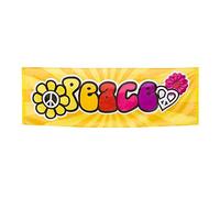 Boland 44503 - Striscione Pace, Dimensioni 74 x 220 cm, Pace, Fiore, Flower Power, Poliestere multicolore, Striscione, Decorazione, Motto della festa, Decorazione da appendere
