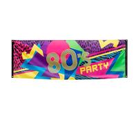 Boland 44602 - Decorazione banner festa anni 80, dimensioni 74 x 220 cm, anni 80, colorato, poliestere, banner, decorazione murale, festa a tema, carnevale, discoteca, palco, compleanno, leo