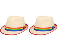 Boland 44634 - Cappello di paglia arcobaleno Pride, Progress, LGBTQ, copricapo, accessori per costumi per CSD, Carnevale e festa a tema (Confezione da 2)