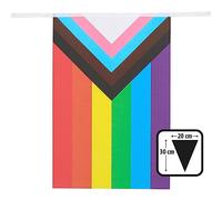 Boland 44660 - Catena di gagliardetti arcobaleno Progress, 6 metri di lunghezza, Pride, LGBTQ, decorazione appesa, decorazione per feste CSD, carnevale e feste a tema