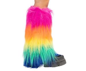Boland 44731 - Scaldamuscoli arcobaleno, con scaldamuscoli Christopher Street Day, sopra il ginocchio, calze al ginocchio, feste a tema, feste in bagno, carnevale
