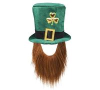 Boland 44907 - Cappello Leprechaun, folletto verde, con barba, berretto, copricapo, Irlanda, St. Patricks Day, portafortuna, carnevale, festa a tema