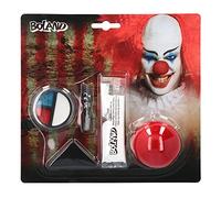 Boland 45094 - Set Trucco Horror Clown, Multicolore, Altamente pigmentato, Colori intensi, con Naso, Matita per Trucco, Trucco e Spugna
