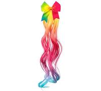 Boland 50024 - Extension per Capelli Arcobaleno con Fiocco, Capelli Sintetici Lunghi in Colori Colorati, Clip in Extension, Costume, CSD, Carnevale, Feste a Tema