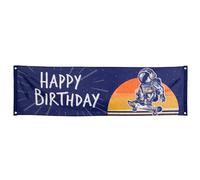 Boland 50521 - Striscione Happy Birthday Space in poliestere, decorazione, festa a tema, decorazione da appendere