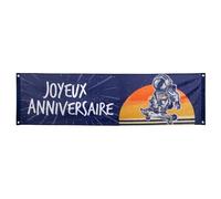 Boland 50526 - Banner Space Joyeux Anniversaire in poliestere, decorazione, festa motto, decorazione da appendere