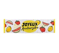 Boland 52069 Striscione in poliestere Joyeux Anniversaire, Happy Birthday fruit, 50 x 180 cm, decorazione per feste, decorazione per compleanno, decorazione per compleanno