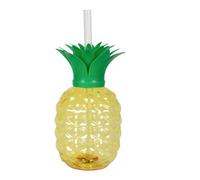 Boland - 52091 - Bicchiere LED a Forma di Ananas con Cannuccia, Bicchiere per Feste o Feste in Giardino, stoviglie riutilizzabili per Feste