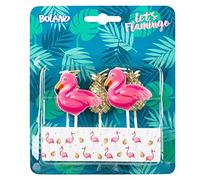 Boland 52564 - Candele a forma di fenicottero ananas, 5 pezzi, candele per compleanno, mini candele, candele per torte, spiedo, rosa, oro, torta, compleanno, asilo, decorazione, regalo, festa in giardino