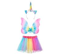Boland 52874 - Set di Costume da Unicorno Fata, Taglia Unica per Bambini, Gonna in Tulle, Ali di Fata, Cerchietto con Orecchie, Corno, Fiori, Arcobaleno, Sacchetto, Feste a Tema, Carnevale