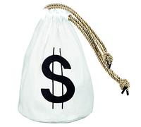 Boland 54341 - Portafoglio Bianco con Segno Dollaro e Cordoncini Dorati, Dimensioni Circa 29 x 20 cm, Accessorio per Carnevale, Festa a Tema