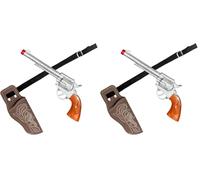 Boland 54384 - Set da cowboy, pistola e cintura con fondina, accessorio per carnevale e feste a tema, accessorio per costumi di carnevale (Confezione da 2)