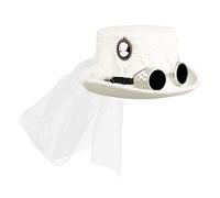 Boland 54563 - Cappello Marrypunk, con occhiali e velo, bianco, steampunk, sposa, matrimonio, feste a tema, carnevale