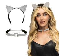 Boland 54589 - Set di costumi Diamond Cat, diadema, collana e cerchietto con orecchie da gatto, copricapo, accessori per costumi o feste a tema