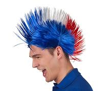 Boland 62024 - Parrucca Francia, mohawk, blu-bianco-rosso, acconciatura sintetica, Francia, accessorio, carnevale, festa a tema, calcio, sport, tifoso, Coppa del Mondo, Campionati europei