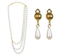 Boland 64523 - Set di gioielli con perle, orecchini e collana, orecchini a clip, collana, anni '20, flapper, charleston, gioielli di moda, costume, carnevale, festa a tema