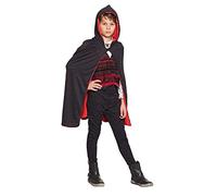 Boland 71010 - Mantello reversibile con cappuccio, per bambini, nero-rosso, diavolo, vampiro, accessorio, costume, carnevale, festa a tema, Halloween