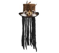 Boland 72183 - Cappello Voodoo Buluku con capelli, unisex-adulto, taglia unica, cappello a cilindro, con dreadlocks, con nastro, applicazione di denti, applicazione di piume