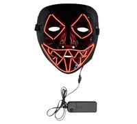 Boland 72256 - Maschera LED Killer Smile, rosso, funzionamento a batteria, 2 x AA, LED, maschera facciale, accessori, Halloween, Carnevale, festa a tema