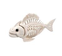 Boland 72400 - Scheletro di pesce, misura 24 cm, bocca mobile, finta in plastica, decorazione per Halloween, Carnevale o festa a tema, beige-nero