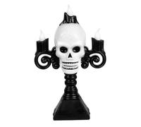 Boland 73052 - Portacandele a LED a forma di teschio, dimensioni 16 x 10 cm, luce a LED, con batterie, decorazione per Halloween, Carnevale e festa a tema