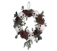Boland 73071 - Ghirlanda di fiori con decorazione a teschio, 40,5 x 7 cm, ghirlanda per porta come decorazione di Halloween, decorazione horror per carnevale e feste a tema