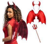 Boland 73195 - Set costume Diavolo Azara, set composto da cerchietto, ali e tridente, accessori per costumi, Halloween, Carnevale e feste a tema