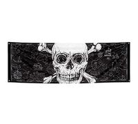 Boland 74109 - Banner Pirata, Dimensioni 74 x 220 cm, Poliestere, Teschio Decorativo, Decorazione da Parete, Bandiera, Decorazione per Feste, Compleanni, Halloween, Feste a Tema, Carnevale