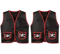 Boland 74147 Gilet da pirata, per bambini da 4 a 7 anni, con teschi e tasche, look in pelle, per travestimenti, carnevale, feste a tema, travestimenti (Confezione da 2)