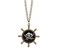 Boland 74148 - Collana pirata con ciondolo, per adulti, timone, teschio, gioiello, ninfea, per carnevale, festa a tema