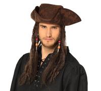 Boland 81914 - Cappello da pirata Dirty Joe con capelli, cappello da pirata per carnevale e feste a tema, accessorio per costumi, copricapo per costumi di carnevale