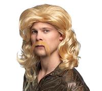 Boland 85724 - Parrucca Barry con baffi, bionda, capelli sintetici, mullet, copricapo, carnevale, festa a tema