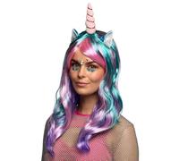 Boland 85818 - Parrucca Unicorn Daydream, con orecchie e corno, capelli lunghi lisci, carnevale, halloween, festa in maschera, travestimento, teatro