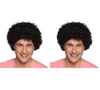 Boland - 85928 - Parrucca nera con riccioli, parrucca riccia per costumi, capelli sintetici per carnevale e feste a tema (Confezione da 2)