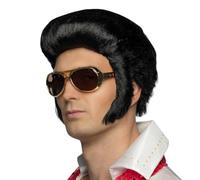 Boland 86171 - Parrucca Rock'n Roll Deluxe, nera, per adulti, capelli sintetici, acconciatura, Elvis, costume, carnevale, festa a tema