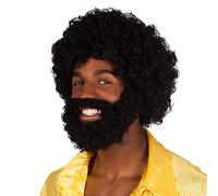 Boland 86311 - Parrucca Rufus stile afro con barba, colore: Nero