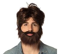 Boland 86312 - Parrucca Dude con barba, marrone, acconciatura di capelli sintetici, addio al celibato, amici, cool man, carnevale, halloween, festa a tema