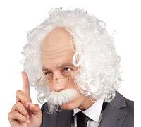 Boland 86358 - Parrucca professore con baffi e occhiali, capelli sintetici, vecchio, nonno, accessorio, costume, carnevale, festa a tema