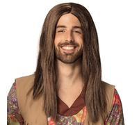 Boland 86369 - Perruque John, Marron, Cheveux longs, Hippie, Raie au milieu, Flo