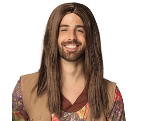 Boland 86369 - Perruque John, Marron, Cheveux longs, Hippie, Raie au milieu, Flo