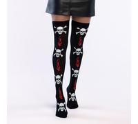 Boland - 87865 - Stivali sopra il ginocchio con teschi, calze autoreggenti per carnevale, feste a tema, Halloween, Dia de los Muertos