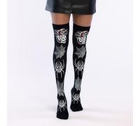 Boland 87866 - Stivali sopra il ginocchio con ragni e rete, calze autoreggenti per carnevale, feste a tema, Halloween, Dia de los Muertos