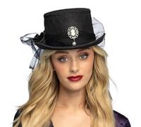 Boland 97092 - Cappello gotico con spilla e fiore, cilindro per Halloween, carnevale e costumi, vampiro, strega, mago