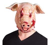 Boland 97519 - Maschera testa in lattice maiale insanguinato, per adulti, maschera spaventosa per carnevale o halloween, maschera per costume, carnevale o halloween, costume horror