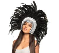 Boland - Accessorio per capelli da ballerina Go-Go, con piume nere, copricapo elaborato, samba, danza del ventre, costume, carnevale, festa in maschera