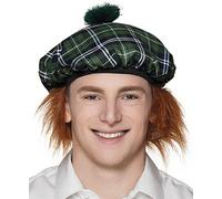 Boland - Berretto Mister Tartan, berretto con capelli, motivo a scacchi, costume a scacchi, accessorio, carnevale, festa in maschera