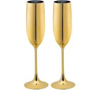 Boland - Bicchiere da champagne in plastica oro, flute da 125 ml, elegante e riutilizzabile per party o feste in giardino (Confezione da 2)
