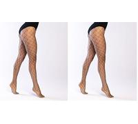 Boland- Calze Collant a Rete Maglia Larga Fishnet Wide per Adulti, Nero, Taglia Unica, 02220 (Confezione da 2)