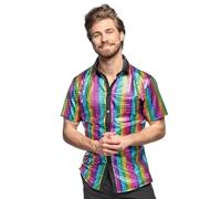 Boland Camicia da Discoteca Colorata, da Uomo, a Maniche Corte, per Feste di Carnevale o Feste a Tema