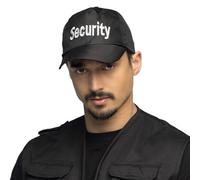 Boland 97058 - Berretto da baseball per adulti, con stampa, cappello per costumi di carnevale, per uomo e donna, poliziotto, servizio di sicurezza, buttaporta, nero